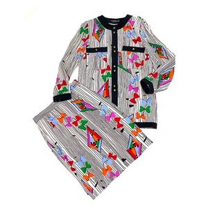 JAPANESE KITES Louis Féraud Vintage Silk Suit